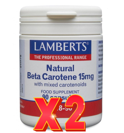 Pack de 2 unidades Beta Caroteno Natural 90 Cápsulas Lamberts