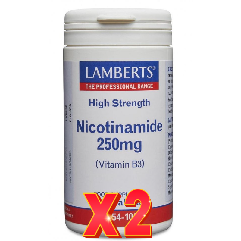 Pack de 2 unidades Nicotinamida 250 Mg (Vitamina B3) 100 Tabletas Lamberts Pack de 2 unidades Nicotinamida 250 Mg (Vitamina B3) 100 Tabletas Lamberts