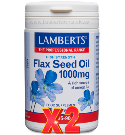Pack de 2 unidades Aceite De Semillas De Lino 1000 Mg 90 Cápsulas Lamberts