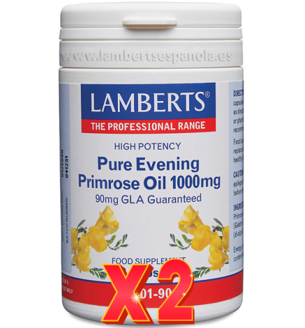 Pack de 2 unidades Aceite De Prímula 1000 Mg 90 Cápsulas Lamberts