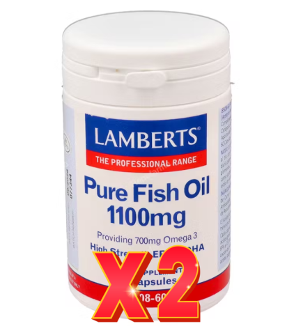 Pack de 2 unidades Aceite De Pescado Puro 1100 Mg 60 Cápsulas Lamberts