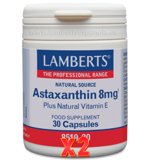 Pack de 2 unidades Astaxantina 8 Mg Con Vitamina E Natural 30 Cápsulas Lamberts