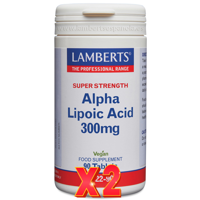 Pack de 2 unidades Ácido Alfa Lipoico 300 Mg 90 Tabletas Lamberts