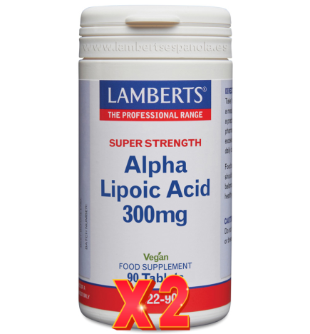 Pack de 2 unidades Ácido Alfa Lipoico 300 Mg 90 Tabletas Lamberts