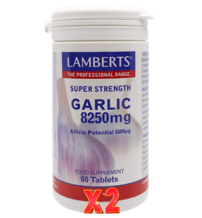 Pack de 2 unidades Ajo 8250 Mg (Potencial De Alicina 5500 µg) 60 Tabletas Lamberts