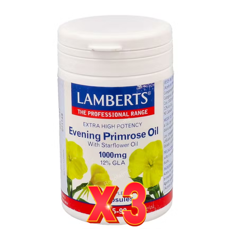 Pack de 3 unidades Aceite De Prímula Y Borraja 1000 Mg 90 Cápsulas Lamberts Pack de 3 unidades Aceite De Prímula Y Borraja 1000 Mg 90 Cápsulas Lamberts