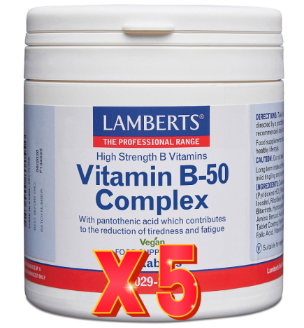 Pack de 5 unidades Complejo De Vitaminas B-50 60 Tabletas Lamberts