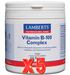 Pack de 5 unidades Complejo De Vitaminas B-100 60 Tabletas Lamberts