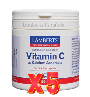 Pack de 5 unidades Ascorbato De Calcio 250 G Polvo Lamberts