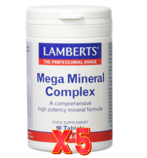 Pack de 5 unidades Mega Mineral Complex 90 Tabletas Lamberts