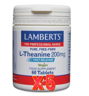 Pack de 5 unidades L-Teanina 200 Mg 60 Cápsulas Lamberts