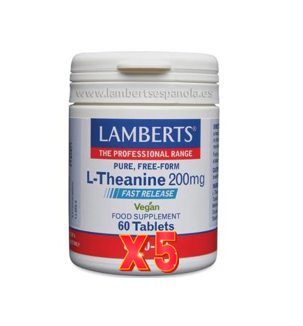 Pack de 5 unidades L-Teanina 200 Mg 60 Cápsulas Lamberts