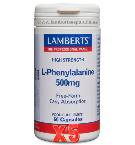 Pack de 5 unidades L-Fenilalanina 500 Mg 60 Cápsulas Lamberts