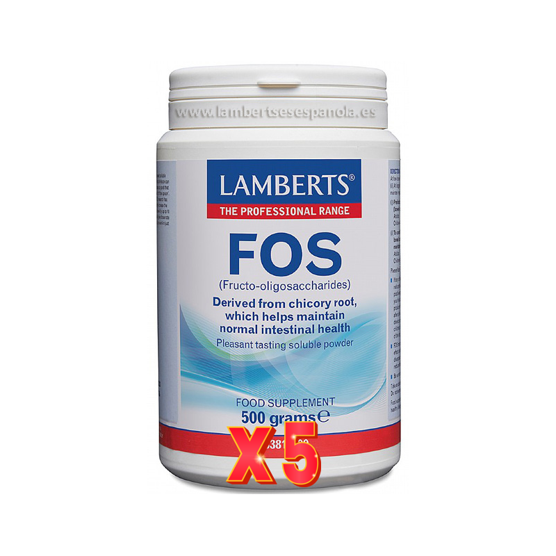 Pack de 5 unidades Fos® (Fructo-Oligosacáridos En Polvo) 500 G Lamberts
