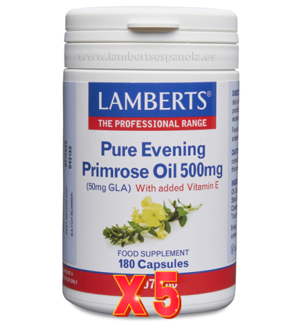 Pack de 5 unidades Aceite De Prímula 500 Mg 180 Cápsulas Lamberts