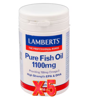 Pack de 5 unidades Aceite De Pescado Puro 1100 Mg 60 Cápsulas Lamberts