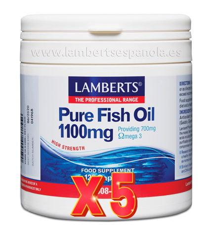 Pack de 5 unidades Aceite De Pescado Puro 1100 Mg 120 Cápsulas Lamberts