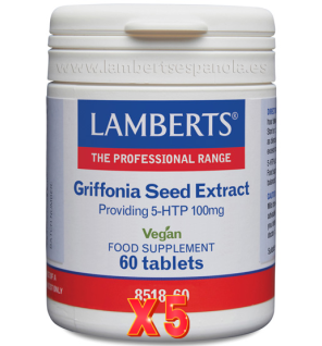 Pack de 5 unidades 5Htp 100 Mg (Extracto De Semillas De Griffonia) 60 Tabletas Lamberts