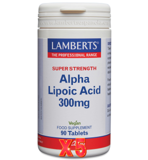 Pack de 5 unidades Ácido Alfa Lipoico 300 Mg 90 Tabletas Lamberts