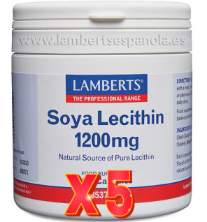 Pack de 5 unidades Lecitina De Soja 1200 Mg 120 Cápsulas Lamberts