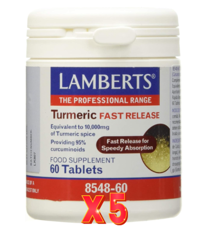 Pack de 5 unidades Cúrcuma De Liberación Rápida 60 Tabletas Lamberts