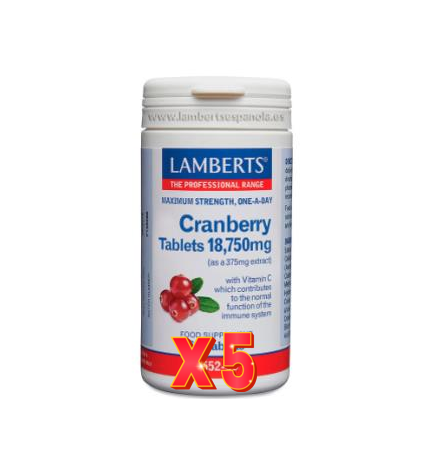 Pack de 5 unidades Arándano Rojo 18.750 Mg 60 Cápsulas Lamberts