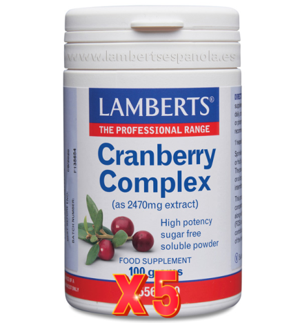 Pack de 5 unidades Complejo De Arándano Con Fos Y Vitamina C En Polvo 100 G Lamberts