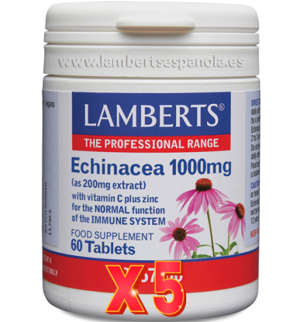 Pack de 5 unidades Equinácea 1000 Mg Con Vitamina C Y Zinc 60 Tabletas Lamberts