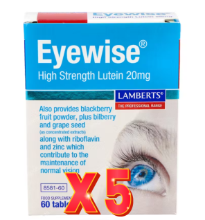 Pack de 5 unidades Eyewise® (Luteína, Zeaxantina,Plantas, Vit, Min) 60 Tabletas Lamberts
