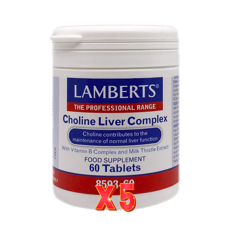 Pack de 5 unidades Choline Liver Complex (Cardo Mariano Y Vit. B) 60 Tabletas Lamberts Pack de 5 unidades Choline Liver Complex (Cardo Mariano Y Vit. B) 60 Tabletas Lamberts