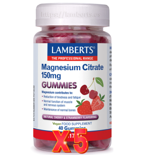 Pack de 5 unidades Citrato De Magnesio (Gummies) 40 Gum Lamberts
