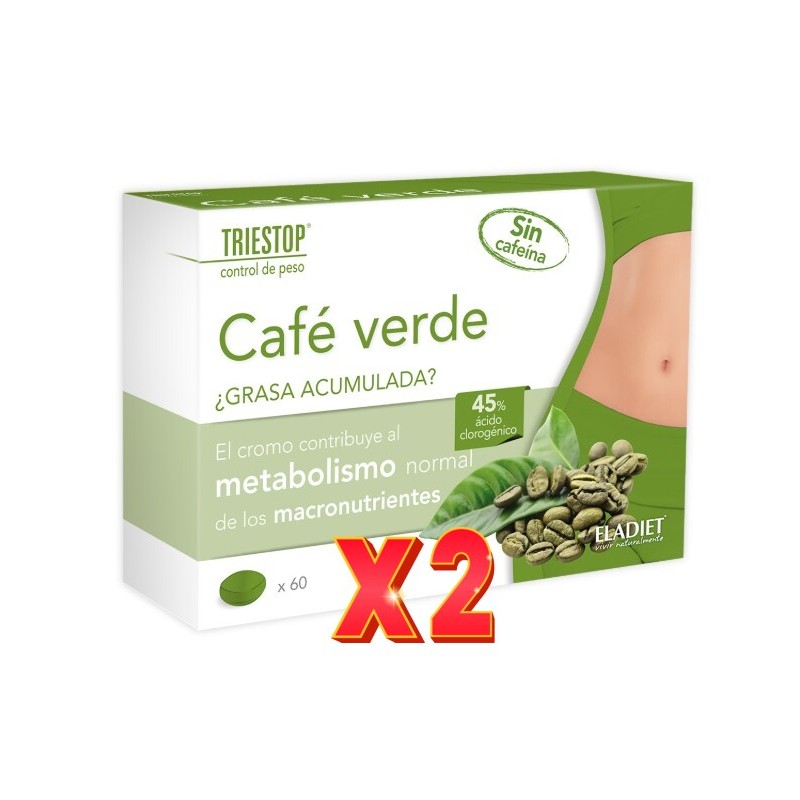Pack de 2 unidades Triestop Café Verde 60 comprimidos Eladiet Pack de 2 unidades Triestop Café Verde 60 comprimidos Eladiet