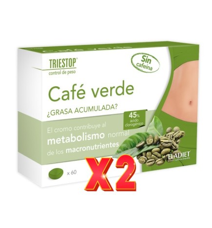 Pack de 2 unidades Triestop Café Verde 60 comprimidos Eladiet