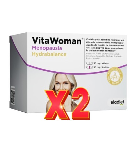 Pack de 2 unidades Vitawoman Menopausia Hydrabalance 60 capsulas Eladiet