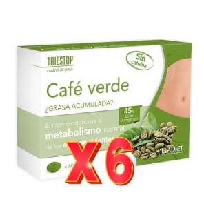 Pack de 6 unidades Triestop Café Verde 60 comprimidos Eladiet