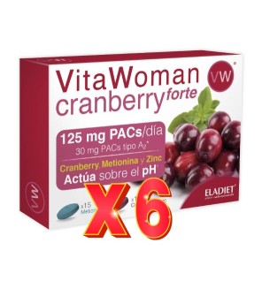 Pack de 6 unidades Vitawoman Cranberry Forte 30 Comprimidos Eladiet