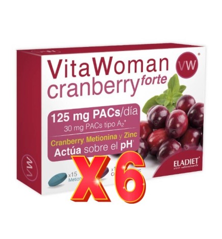 Pack de 6 unidades Vitawoman Cranberry Forte 30 Comprimidos Eladiet