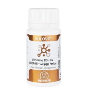 Holovit Vitamina D3 2.000 Ui + K2 60 µg (Colecalciferol + Menaquinona (Mk-7)) 50 Perlas EQUISALUD