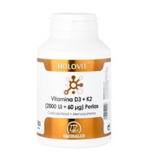 Holovit Vitamina D3 2.000 Ui + K2 60 µg (Colecalciferol + Menaquinona (Mk-7)) 180 Perlas EQUISALUD