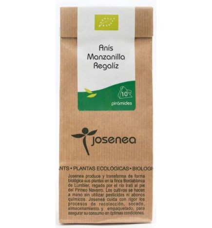 Anís-Manzanilla-Regaliz Bio 10 Pir. Bolsa Kraft 10 Pirámides JOSENEA
