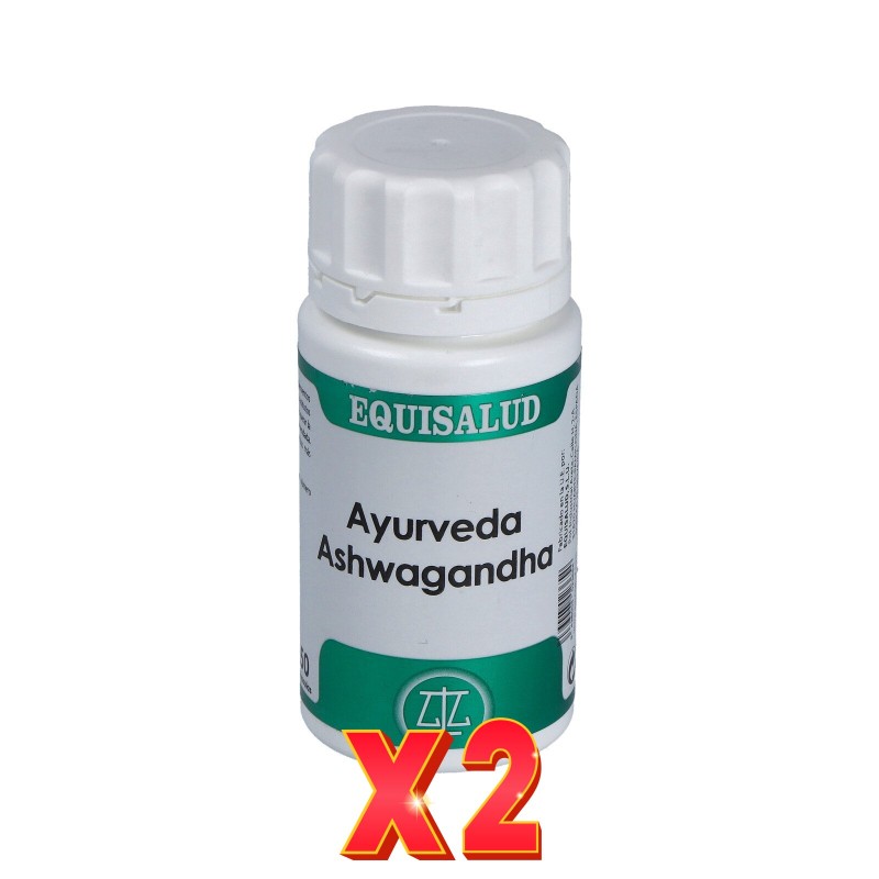 Pack de 2 unidades Ayurveda Ashwagandha 50 Cápsulas. EQUISALUD Pack de 2 unidades Ayurveda Ashwagandha 50 Cápsulas. EQUISALUD