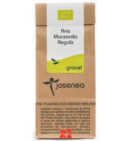 Pack de 2 unidades Anís-Manzanilla-Regaliz Bio 50 Gr.  Bolsa Kraft Granel 50 Gr. JOSENEA