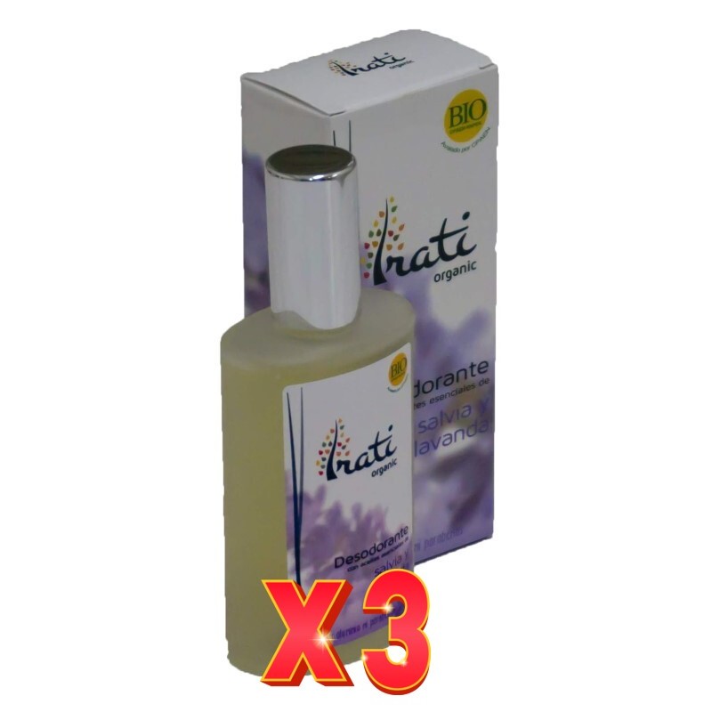 Pack de 3 unidades Desodorante Salvia Y Lavanda  100 Ml. IRATI ORGANIC