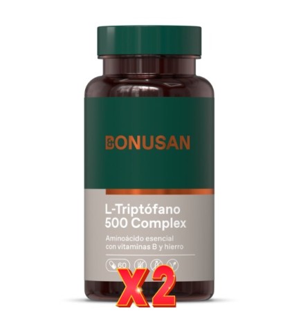 Pack de 2 unidades L-Triptófano 500 Complex 60 Cápsulas Bonusan