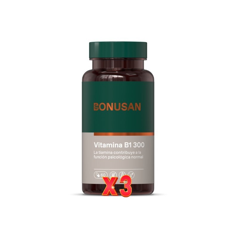 Pack de 3 unidades Vitamina B1 300 60 Cápsulas Bonusan