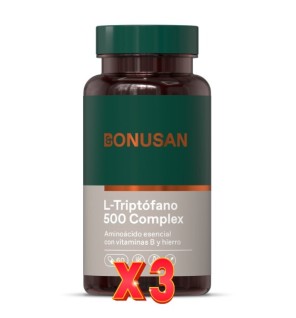 Pack de 3 unidades L-Triptófano 500 Complex 60 Cápsulas Bonusan