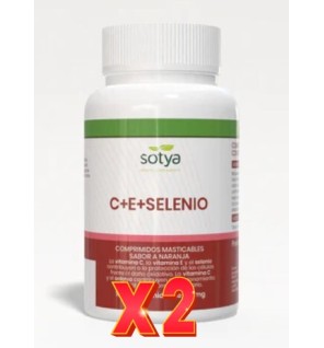 Pack de 2 unidades Antioxidante Vitamina C,E + Selenio 500Mg 100 Comprimidos Sotya