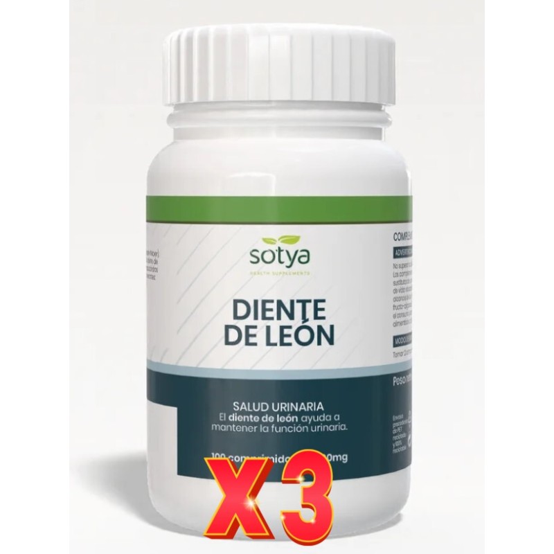 Pack de 3 unidades Diente De Leon 500Mg 100 Comprimidos Sotya