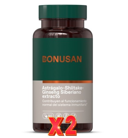 Pack de 2 unidades Astrágalo-Shiitake-Ginseng Siberiano Extracto 90 Cápsulas Bonusan