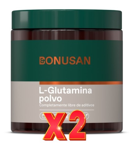 Pack de 2 unidades L-Glutamina Polvo 200 Gramos De Polvo  Bonusan